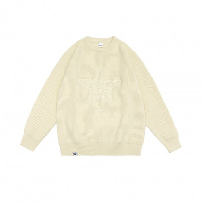 Retro Crew Neck Five-star Sweater Men's And Women's Knitted