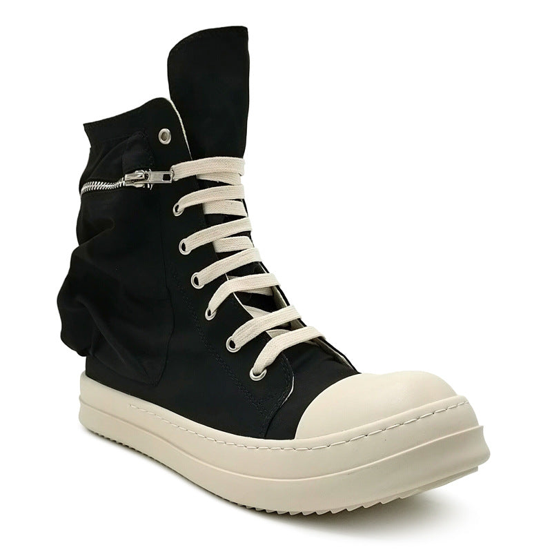 Canvas Shoes High Top Black Heel Rubber Patch