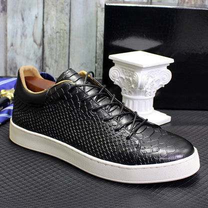 Men's Embossed Flat Casual Leather Shoes