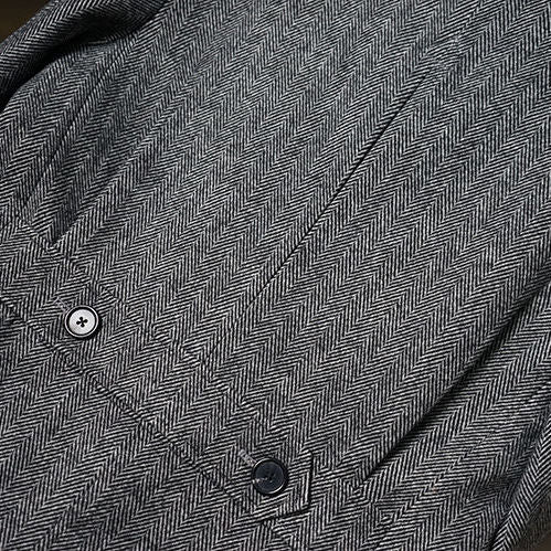 British Vintage Woolen Coat Large Slim Tweed