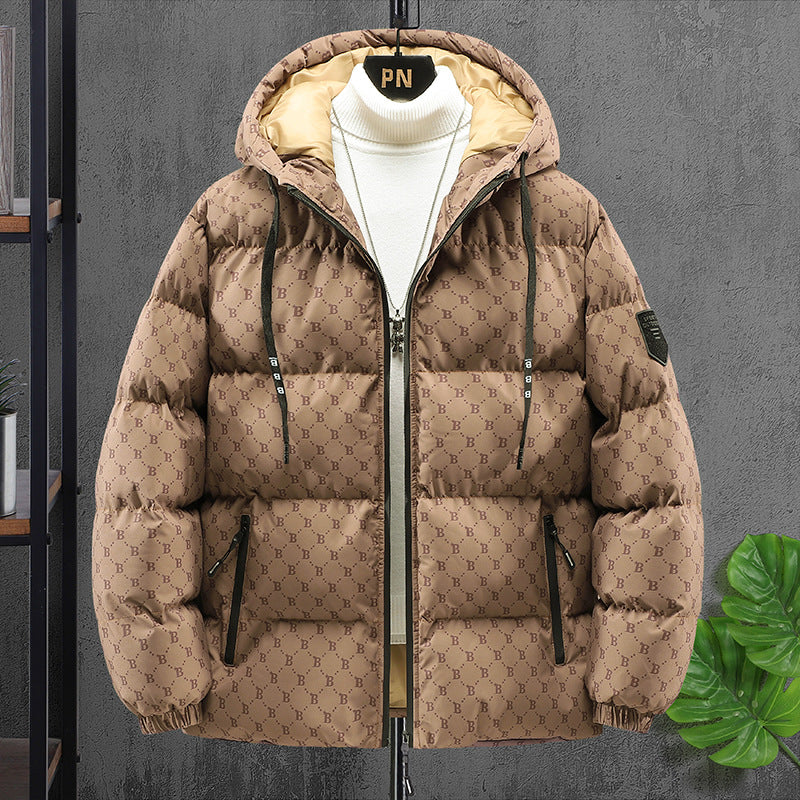 Casual Printed Padded Hooded Cotton Coat 