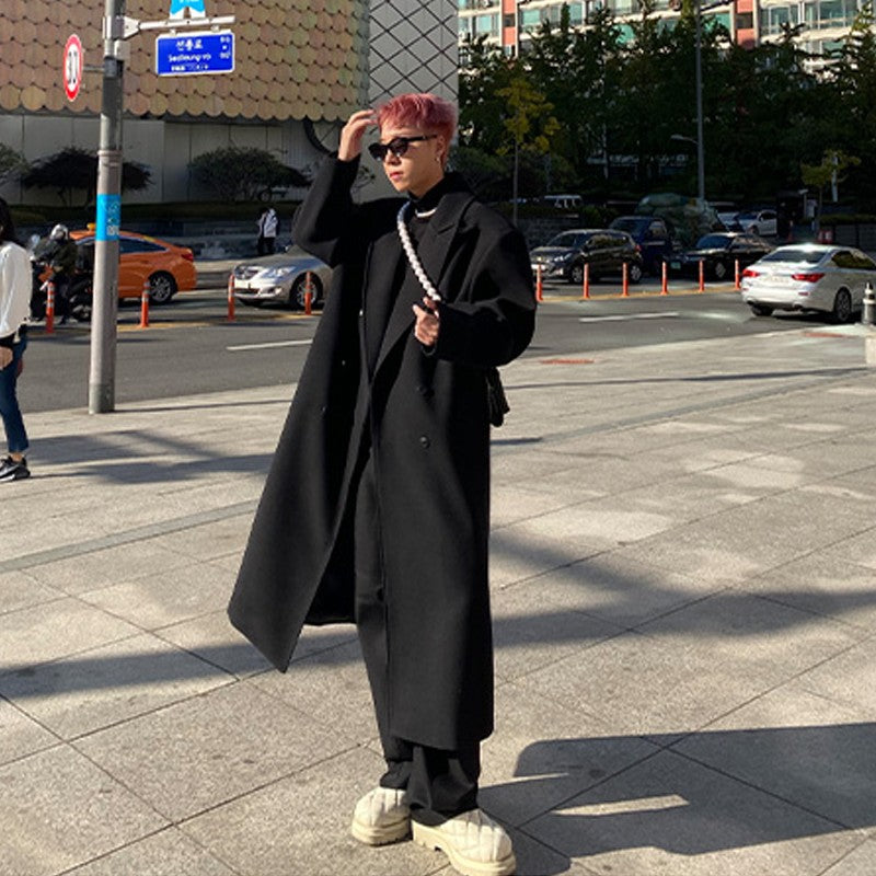 Men's Coat Long Knee Length Korean Version