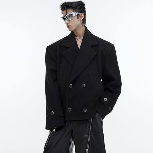 Deconstructed Silhouette Short Woolen Suit Jacket