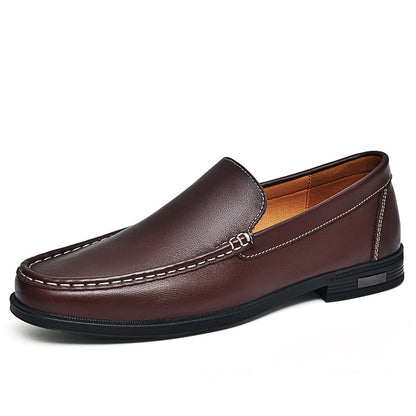 British Casual White Shoes Business Formal Wear Slip-on Hollowed-out Breathable Leather Shoes