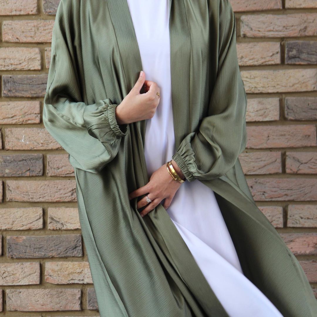 Muslim Women's Wear Bubble Satin Cardigan Dubai Dress