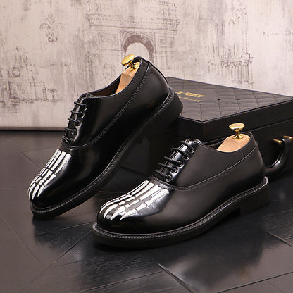 Men's Round Head Thick Soled Lace Up Leather Shoes