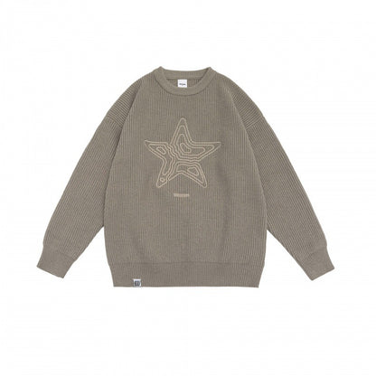 Retro Crew Neck Five-star Sweater Men's And Women's Knitted