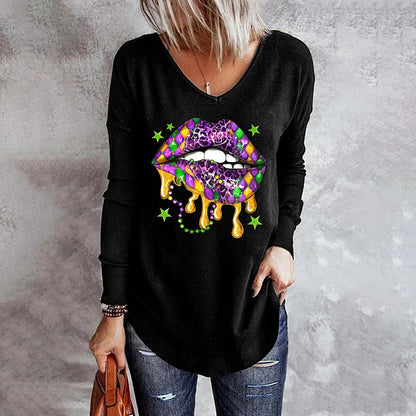 Women's Long Sleeve 3D Digital Printing Slim Bottoming Shirt Long Sleeve