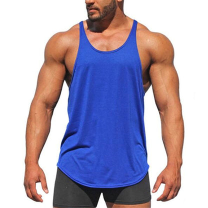 Solid Color Men's Sports Vest Cotton Bodybuilding Fitness Thin Strap I-shaped Camisole