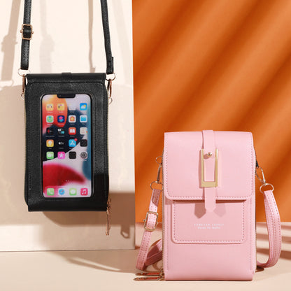 Crossbody Touch Screen Cell Phone Bag Solid Color Portable Card Holder