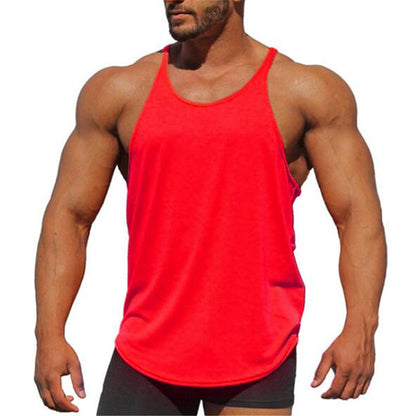 Solid Color Men's Sports Vest Cotton Bodybuilding Fitness Thin Strap I-shaped Camisole