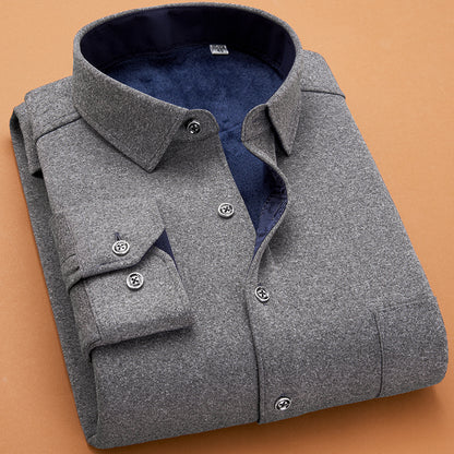 Autumn And Winter Thickened Fleece Warm Shirt Men