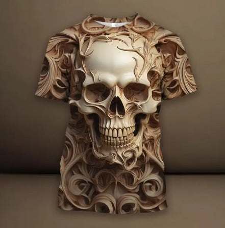 Men's 3D Skull Pattern European Hip Hop Trendy 3D Printed T-shirt