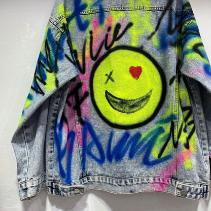 Female Hip Hop Style Graffiti Letter Denim Coat Jacket