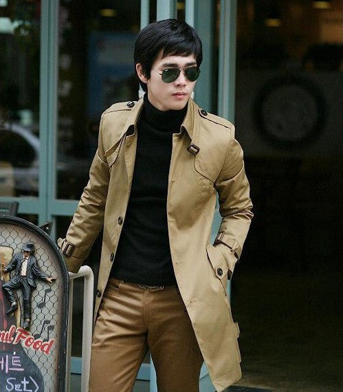 Korean Version Slim Fitting Single Breasted British Men's Coat