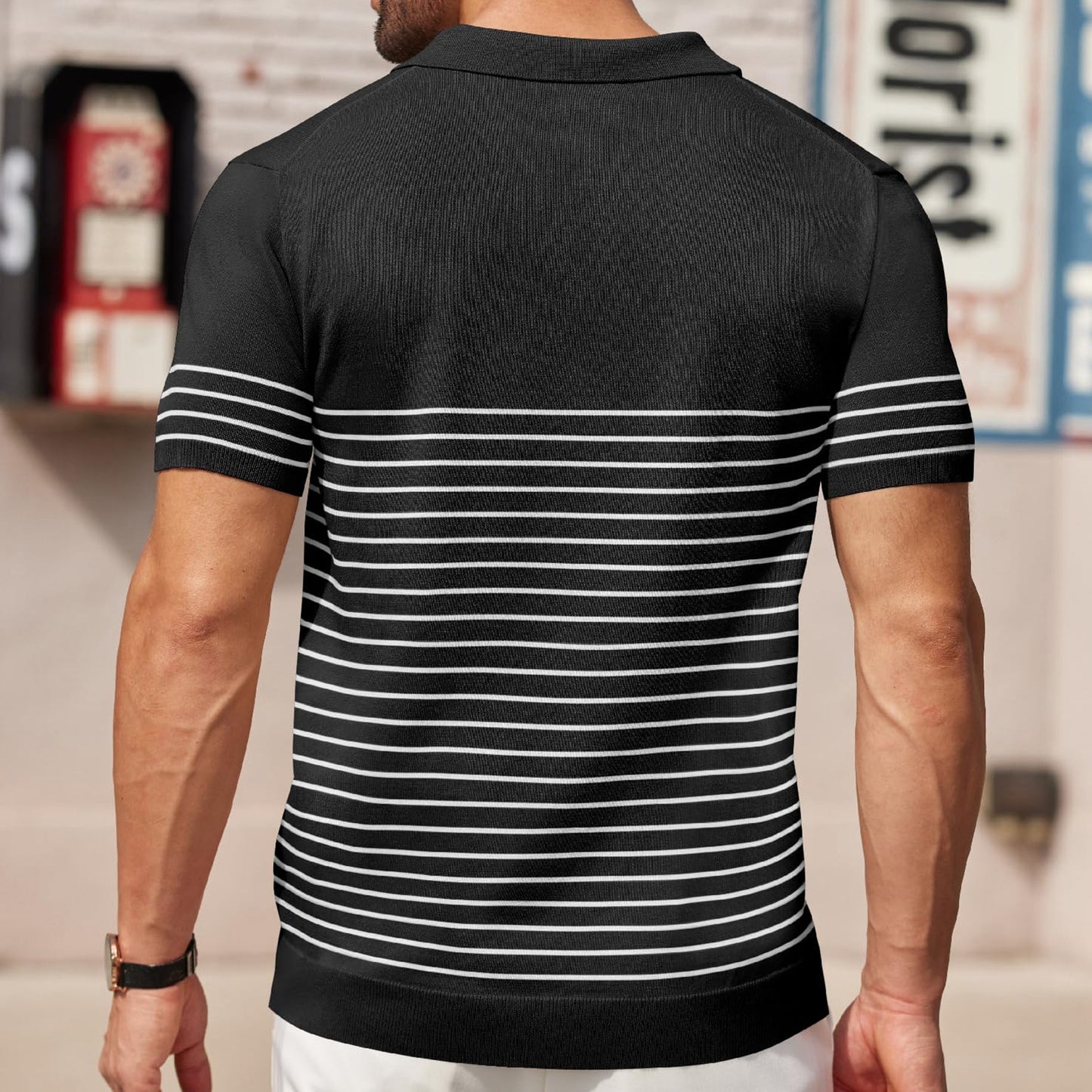 Men's Casual Non-Pilling Striped Sweater