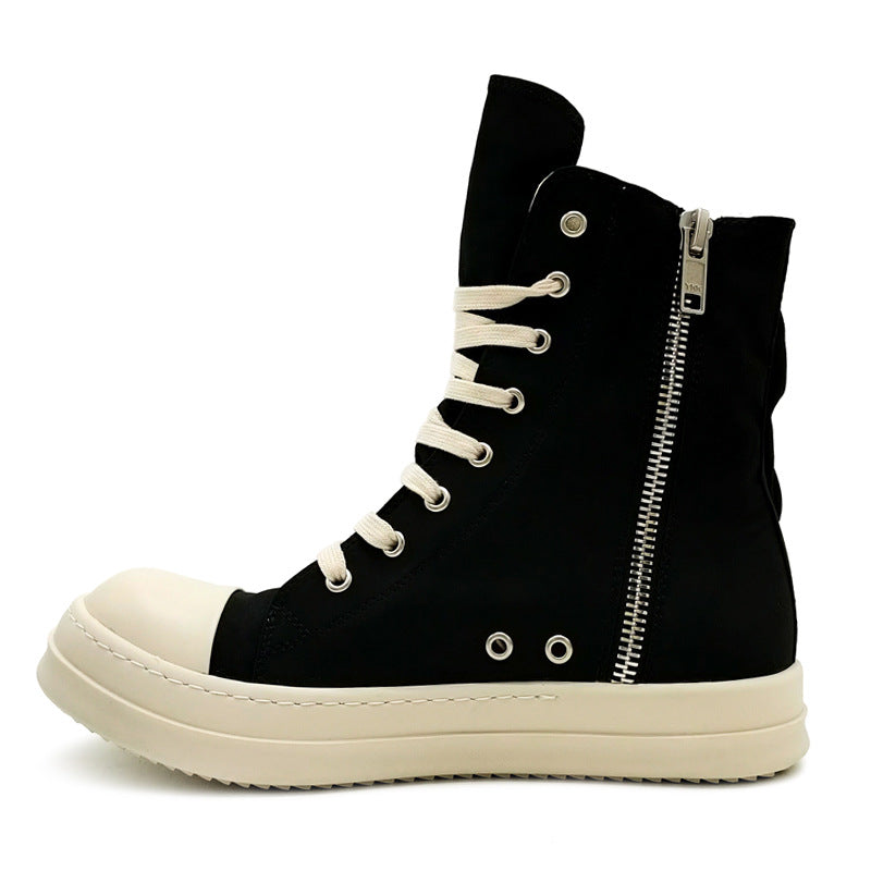 Canvas Shoes High Top Black Heel Rubber Patch