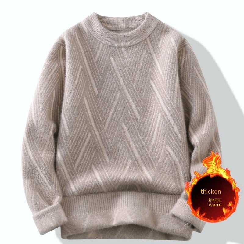 Round Neck Sweater Men's Winter Rhombus Sweater