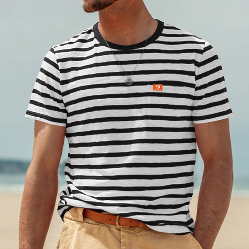 Striped Men's Short Sleeved T-shirt For Summer Casual Wear