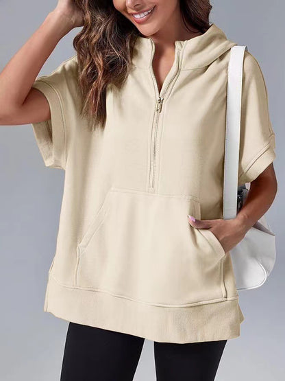 Women's Three-point Short-sleeved Hooded Sweater