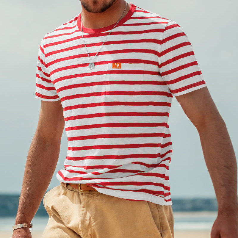 Striped Men's Short Sleeved T-shirt For Summer Casual Wear