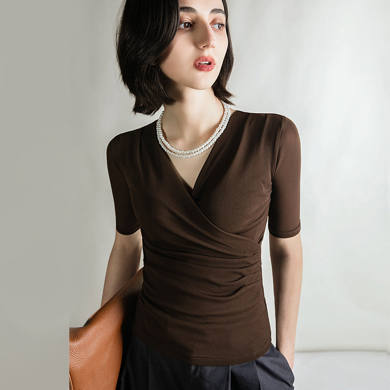 Mid-sleeve Mesh Top Western Style Inner Wear