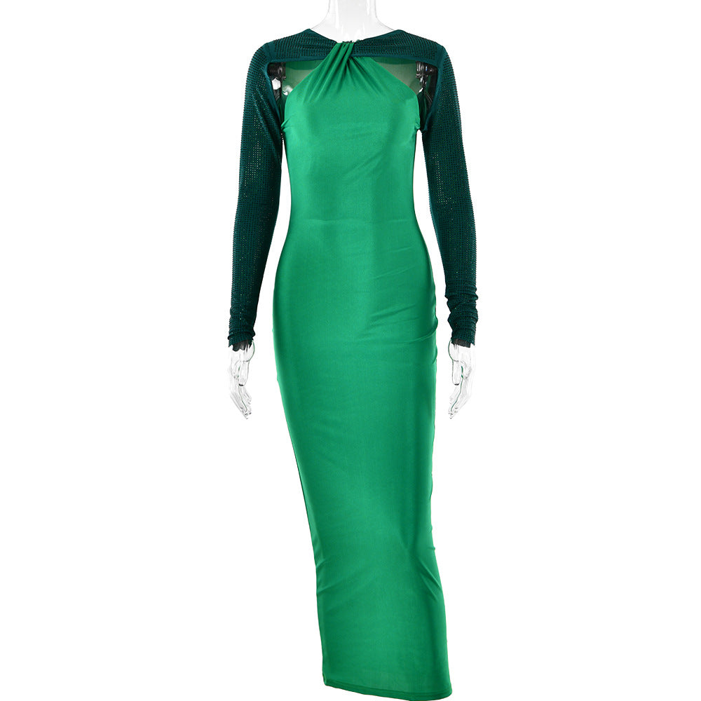 Women's Fashion Tight Long Sleeve Stitching Dress