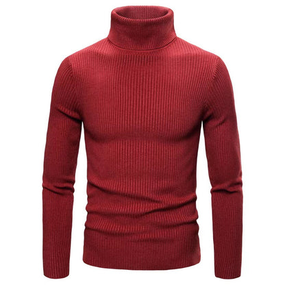 Men's Solid Color Turtleneck Sweater Slim Fit Sweater