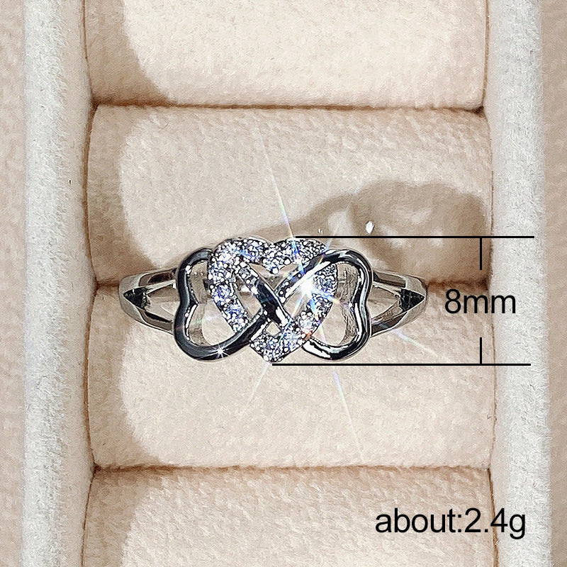 Women's Micro-inlaid Love Heart-shaped Ring