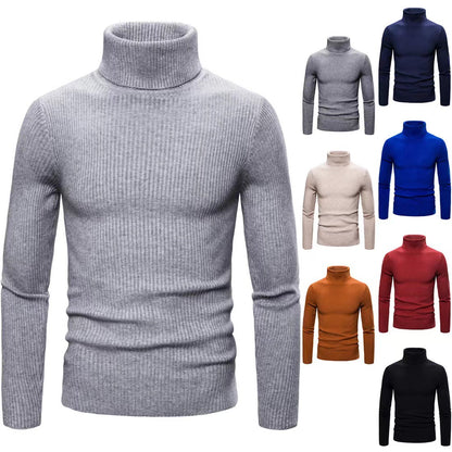 Men's Solid Color Turtleneck Sweater Slim Fit Sweater