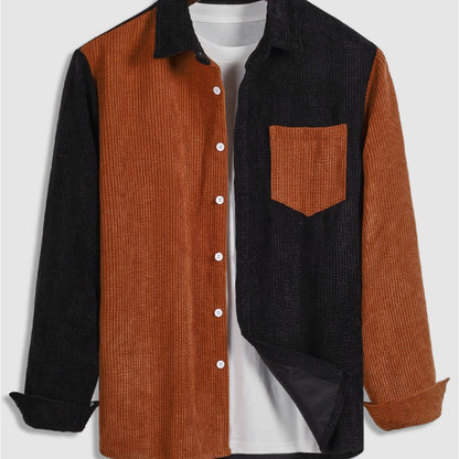 Men's Corduroy Long Sleeve Stitching Shirt