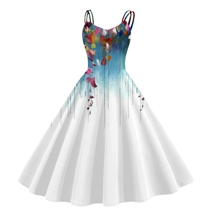 Women's Clothing New 3D Digital Printed Flowers Sling Dress