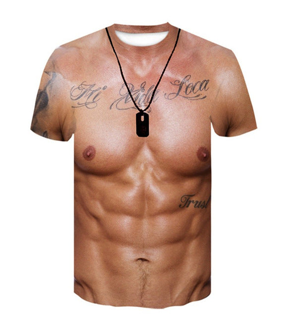 Men's Fashion Casual 3D Printed Round Neck Short Sleeve