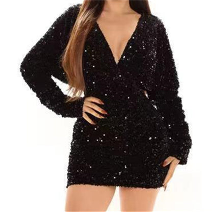 Elegant Sequins Women's Long Sleeve Dress