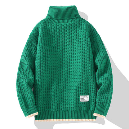 Winter Turtleneck Sweater Men's Loose Solid Color