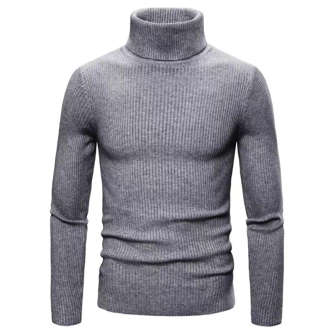 Men's Solid Color Turtleneck Sweater Slim Fit Sweater