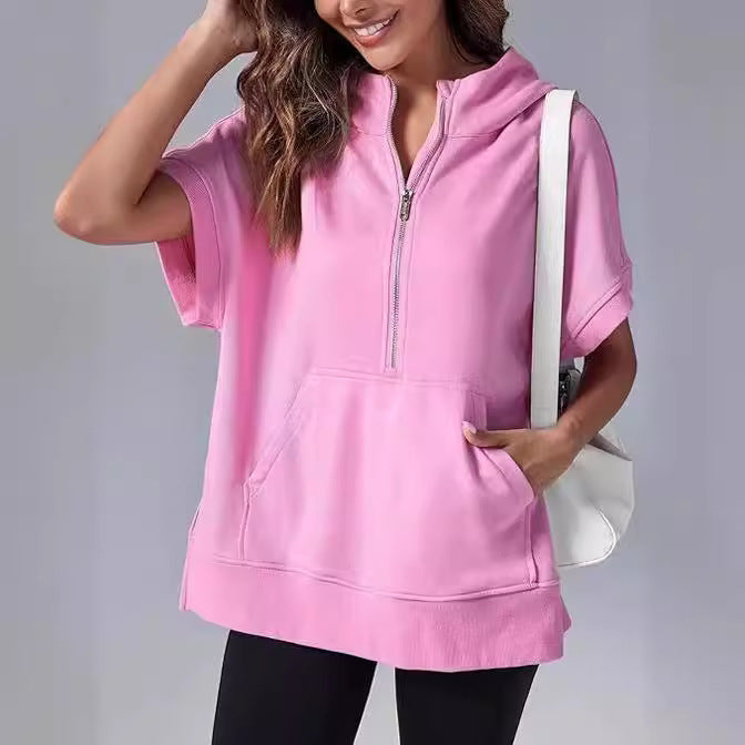 Women's Three-point Short-sleeved Hooded Sweater