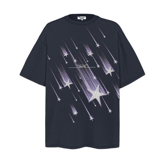 Niche Design Gradient Five-pointed Star Short Sleeve