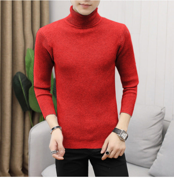 Men's Solid Color Turtleneck Sweater Slim Fit Sweater