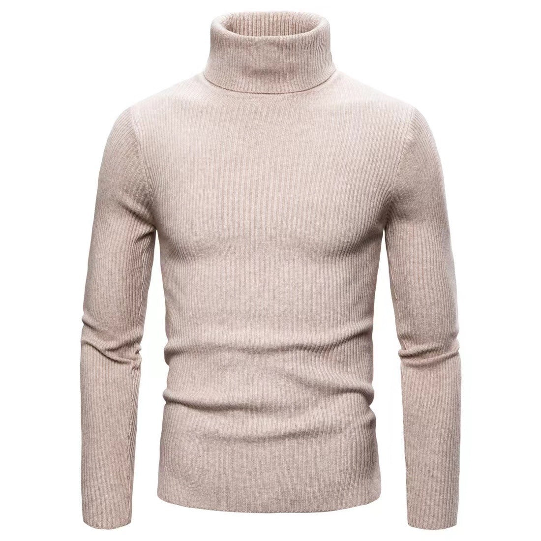 Men's Solid Color Turtleneck Sweater Slim Fit Sweater