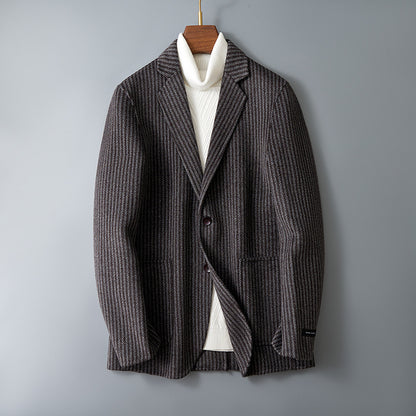 Men's Double-sided Wool Jacket Striped Suit Jacket