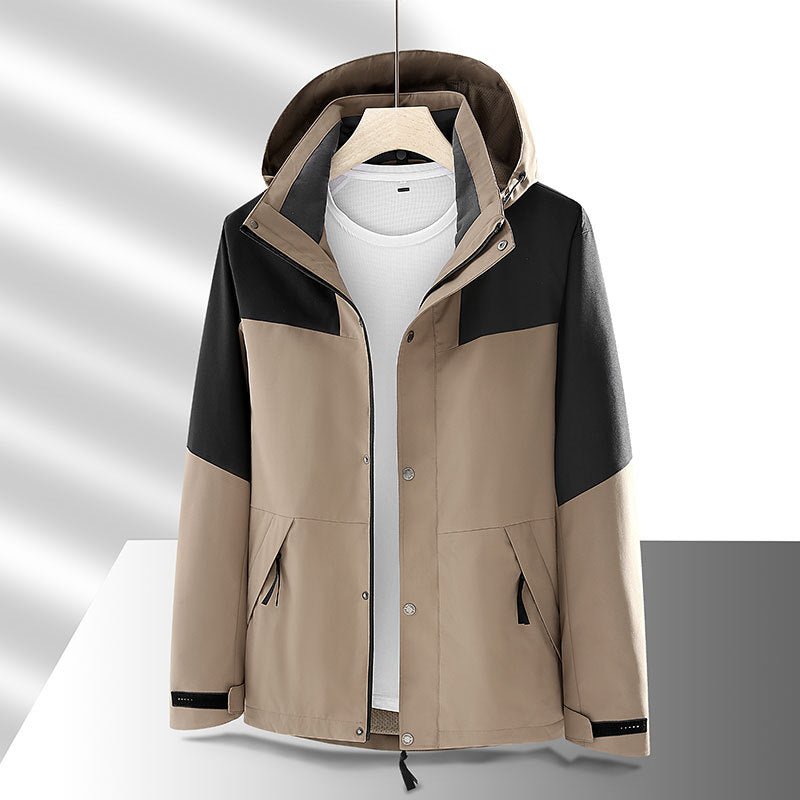 Shell Jacket Thin Removable Hooded Windproof Waterproof Jacket