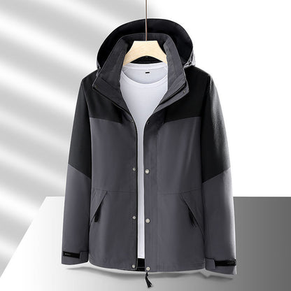 Shell Jacket Thin Removable Hooded Windproof Waterproof Jacket