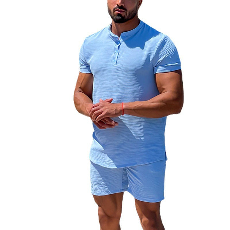 Foreign Trade Men's Short-sleeved Shorts Two-piece Cross-border Suit Wholesale