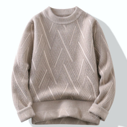 Round Neck Sweater Men's Winter Rhombus Sweater