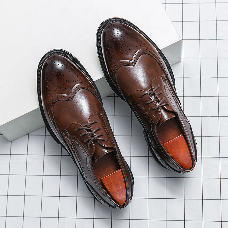 Spring And Autumn Men's Brogue Business Formal Wear Leather Shoes