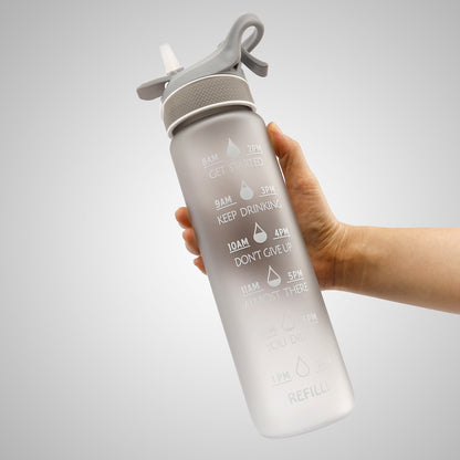 1000ML Sports Water Bottle - Plastic Spray with Straw and Bounce Cover