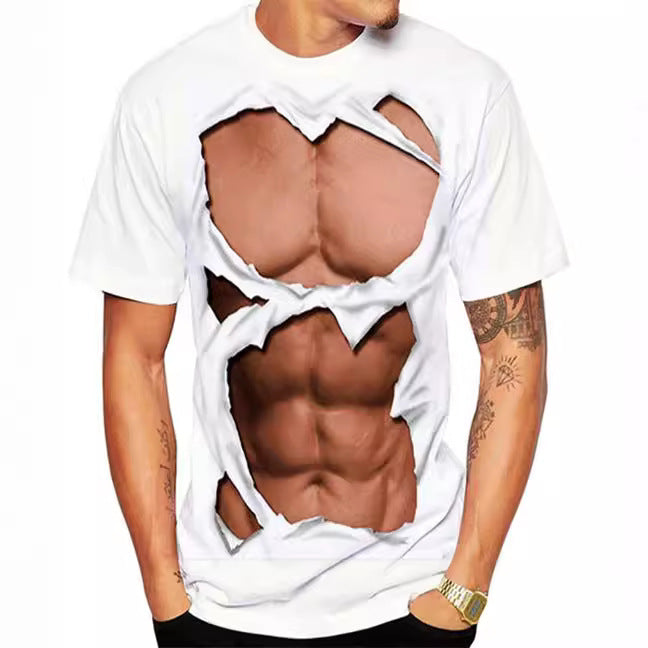 Men's Fashion Casual 3D Printed Round Neck Short Sleeve