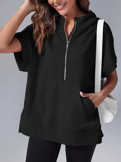 Women's Three-point Short-sleeved Hooded Sweater