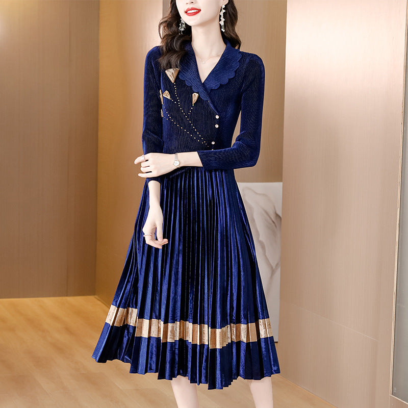 Pleated Dress Anti-aging Elegant Slimming Waist